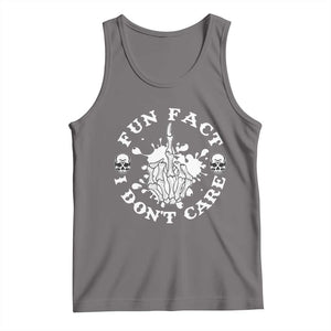 Dark Humor Skeleton Fun Fact I Do Not Care Vibe Tank Top TS12 Deep Heather Print Your Wear