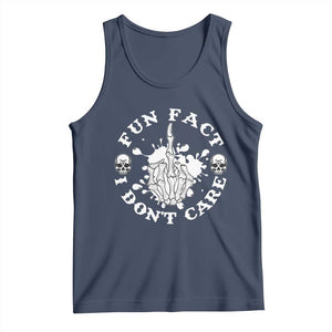Dark Humor Skeleton Fun Fact I Do Not Care Vibe Tank Top TS12 Navy Print Your Wear