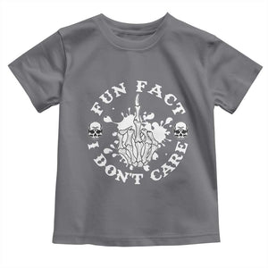 Dark Humor Skeleton Fun Fact I Do Not Care Vibe Toddler T Shirt TS12 Charcoal Print Your Wear