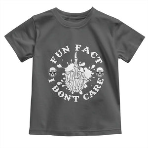 Dark Humor Skeleton Fun Fact I Do Not Care Vibe Toddler T Shirt TS12 Dark Heather Print Your Wear