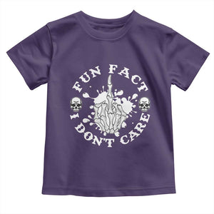 Dark Humor Skeleton Fun Fact I Do Not Care Vibe Toddler T Shirt TS12 Purple Print Your Wear