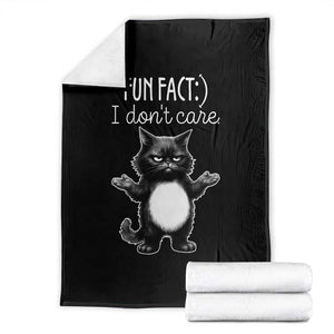Funny Cat Lover Throw Blanket Fun Fact I Do Not Care Quote TS12 Black Print Your Wear