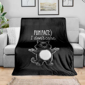 Funny Cat Lover Throw Blanket Fun Fact I Do Not Care Quote TS12 Print Your Wear