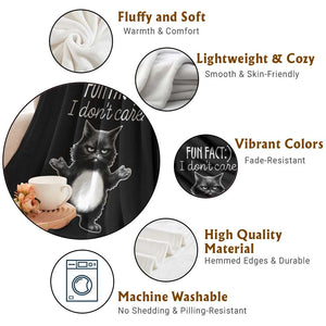 Funny Cat Lover Throw Blanket Fun Fact I Do Not Care Quote TS12 Print Your Wear