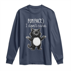 Funny Cat Lover Long Sleeve Shirt Fun Fact I Do Not Care Quote TS12 Navy Print Your Wear