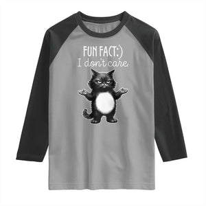 Funny Cat Lover Raglan Shirt Fun Fact I Do Not Care Quote TS12 Sport Gray Black Print Your Wear