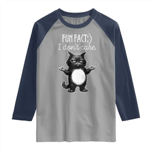 Funny Cat Lover Raglan Shirt Fun Fact I Do Not Care Quote TS12 Sport Gray Navy Print Your Wear