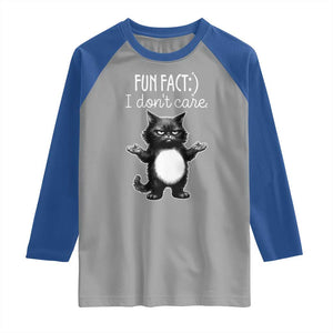 Funny Cat Lover Raglan Shirt Fun Fact I Do Not Care Quote TS12 Sport Gray Royal Print Your Wear