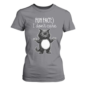 Funny Cat Lover T Shirt For Women Fun Fact I Do Not Care Quote TS12 Charcoal Print Your Wear