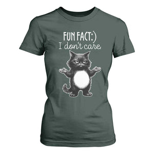 Funny Cat Lover T Shirt For Women Fun Fact I Do Not Care Quote TS12 Dark Forest Green Print Your Wear