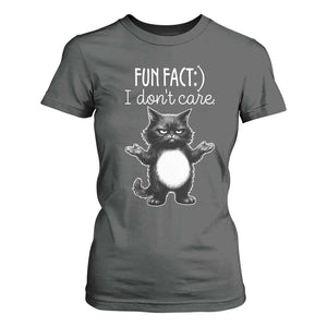 Funny Cat Lover T Shirt For Women Fun Fact I Do Not Care Quote TS12 Dark Heather Print Your Wear
