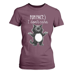 Funny Cat Lover T Shirt For Women Fun Fact I Do Not Care Quote TS12 Maroon Print Your Wear