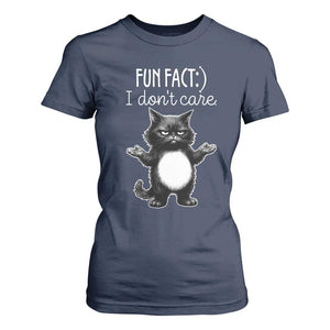 Funny Cat Lover T Shirt For Women Fun Fact I Do Not Care Quote TS12 Navy Print Your Wear