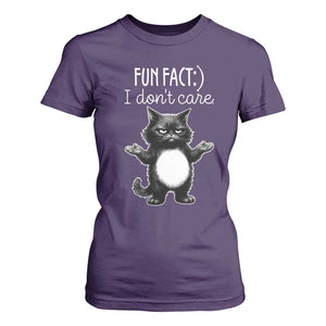 Funny Cat Lover T Shirt For Women Fun Fact I Do Not Care Quote TS12 Purple Print Your Wear