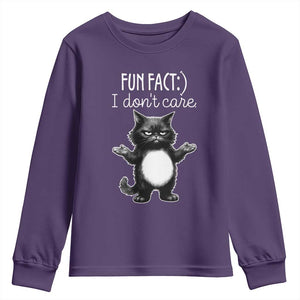 Funny Cat Lover Youth Sweatshirt Fun Fact I Do Not Care Quote TS12 Purple Print Your Wear