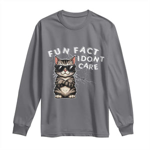 Fun Fact I Do Not Care Long Sleeve Shirt Grumpy Cat Lover TS12 Charcoal Print Your Wear