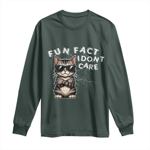 Fun Fact I Do Not Care Long Sleeve Shirt Grumpy Cat Lover TS12 Dark Forest Green Print Your Wear