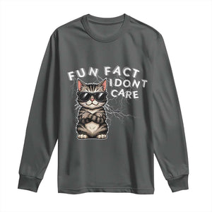 Fun Fact I Do Not Care Long Sleeve Shirt Grumpy Cat Lover TS12 Dark Heather Print Your Wear