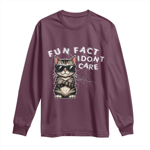 Fun Fact I Do Not Care Long Sleeve Shirt Grumpy Cat Lover TS12 Maroon Print Your Wear