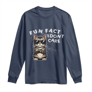 Fun Fact I Do Not Care Long Sleeve Shirt Grumpy Cat Lover TS12 Navy Print Your Wear