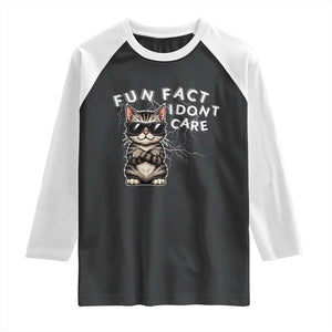 Fun Fact I Do Not Care Raglan Shirt Grumpy Cat Lover TS12 Black White Print Your Wear
