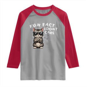 Fun Fact I Do Not Care Raglan Shirt Grumpy Cat Lover TS12 Sport Gray Red Print Your Wear