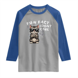 Fun Fact I Do Not Care Raglan Shirt Grumpy Cat Lover TS12 Sport Gray Royal Print Your Wear