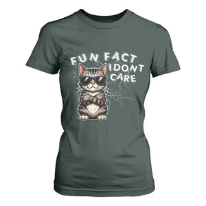 Fun Fact I Do Not Care T Shirt For Women Grumpy Cat Lover TS12 Dark Forest Green Print Your Wear