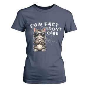 Fun Fact I Do Not Care T Shirt For Women Grumpy Cat Lover TS12 Navy Print Your Wear