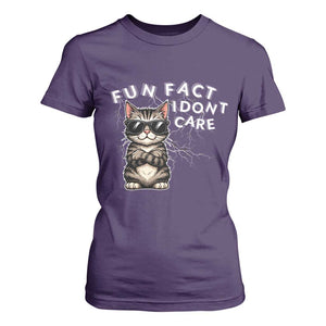 Fun Fact I Do Not Care T Shirt For Women Grumpy Cat Lover TS12 Purple Print Your Wear