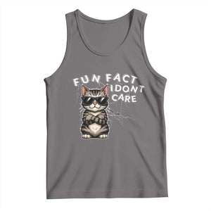 Fun Fact I Do Not Care Tank Top Grumpy Cat Lover TS12 Deep Heather Print Your Wear