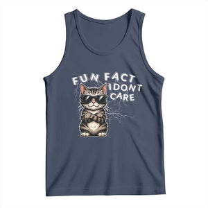 Fun Fact I Do Not Care Tank Top Grumpy Cat Lover TS12 Navy Print Your Wear