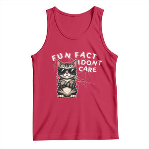 Fun Fact I Do Not Care Tank Top Grumpy Cat Lover TS12 Red Print Your Wear
