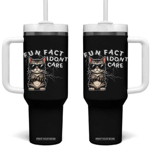 Fun Fact I Do Not Care Tumbler With Handle Grumpy Cat Lover TS12 One Size: 40 oz Black Print Your Wear