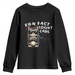 Fun Fact I Do Not Care Youth Sweatshirt Grumpy Cat Lover TS12 Black Print Your Wear