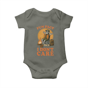 Fun Fact I Do Not Care Baby Onesie Funny Skeleton TS12 Military Green Print Your Wear
