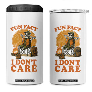 Fun Fact I Do Not Care 4 in 1 Can Cooler Tumbler Funny Skeleton TS12 One Size: 16 oz White Print Your Wear