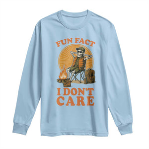 Fun Fact I Do Not Care Long Sleeve Shirt Funny Skeleton TS12 Light Blue Print Your Wear