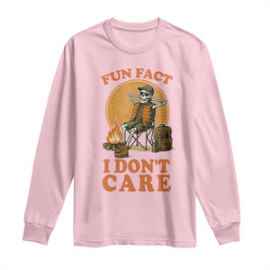 Fun Fact I Do Not Care Long Sleeve Shirt Funny Skeleton TS12 Light Pink Print Your Wear