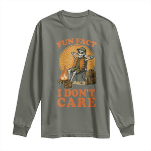 Fun Fact I Do Not Care Long Sleeve Shirt Funny Skeleton TS12 Military Green Print Your Wear