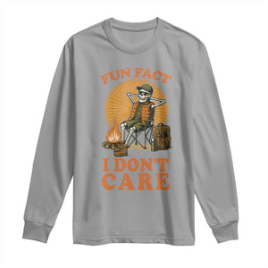 Fun Fact I Do Not Care Long Sleeve Shirt Funny Skeleton TS12 Sport Gray Print Your Wear