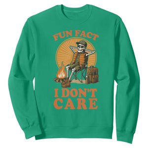 Fun Fact I Do Not Care Sweatshirt Funny Skeleton TS12 Irish Green Print Your Wear