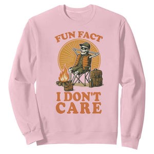 Fun Fact I Do Not Care Sweatshirt Funny Skeleton TS12 Light Pink Print Your Wear