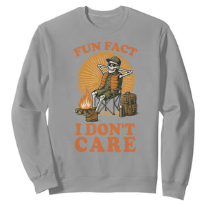 Fun Fact I Do Not Care Sweatshirt Funny Skeleton TS12 Sport Gray Print Your Wear