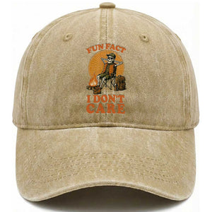 Fun Fact I Do Not Care Washed Cotton Baseball Cap Funny Skeleton TS12 Print Your Wear
