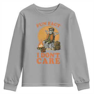 Fun Fact I Do Not Care Youth Sweatshirt Funny Skeleton TS12 Sport Gray Print Your Wear
