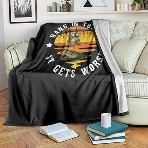 Hang In There It Gets Worse Throw Blanket Funny Frog TS12 Print Your Wear