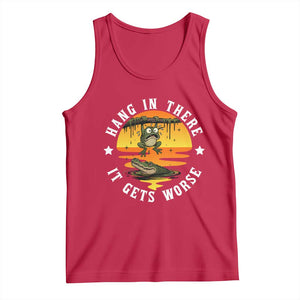 Hang In There It Gets Worse Tank Top Funny Frog TS12 Red Print Your Wear