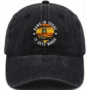 Hang In There It Gets Worse Washed Cotton Baseball Cap Funny Frog TS12 Print Your Wear