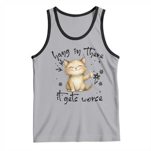 Hang In There It Gets Worse Tank Top Cat Lover TS12 Athletic Heather Black Print Your Wear